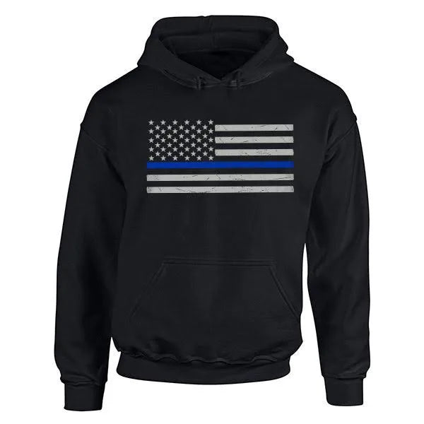 Classic Thin Blue Line American Flag Hoodie