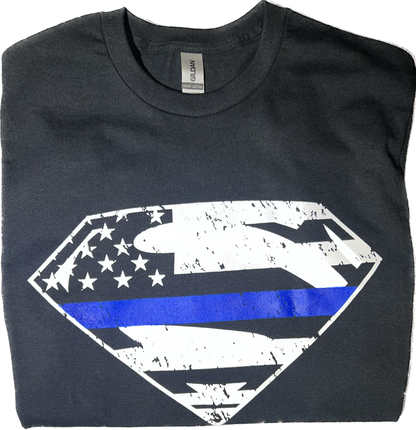 Superman Blue Line T-Shirt - Support First Responders