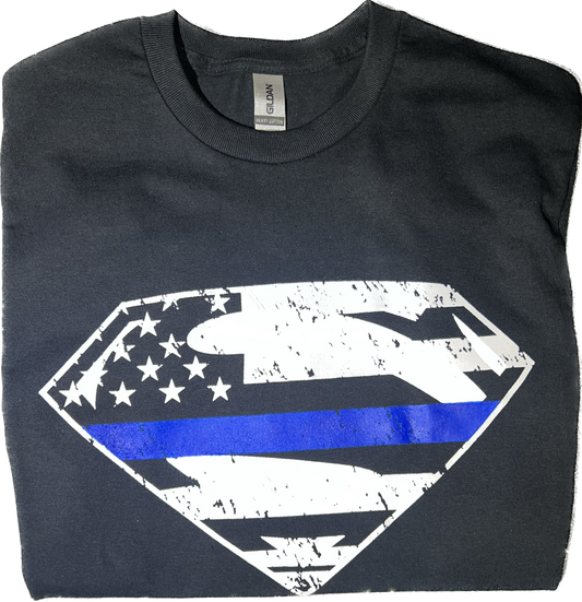 Superman Blue Line T-Shirt - Support First Responders
